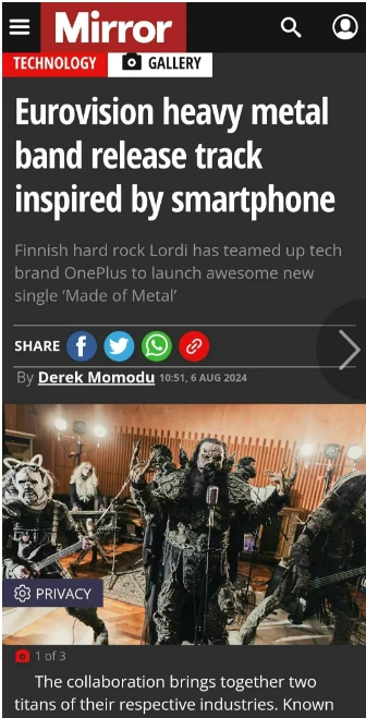 Mirror coverage of Lordi and OnePlus