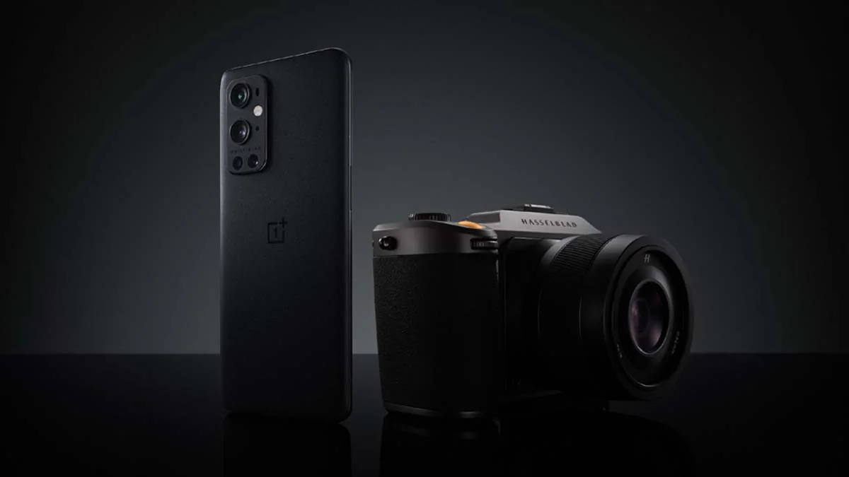 OnePlus 9 Pro next to a Hasselblad camera